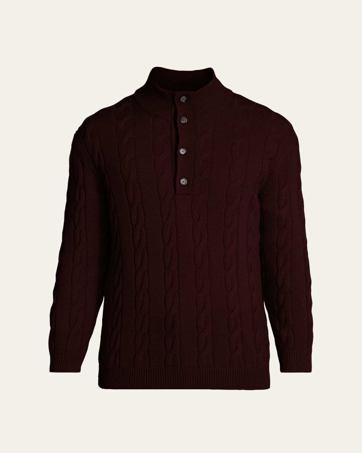 Kiton Men's 3-Ply Cashere Cable Knit Mock Neck Sweater | Thumbnail 6