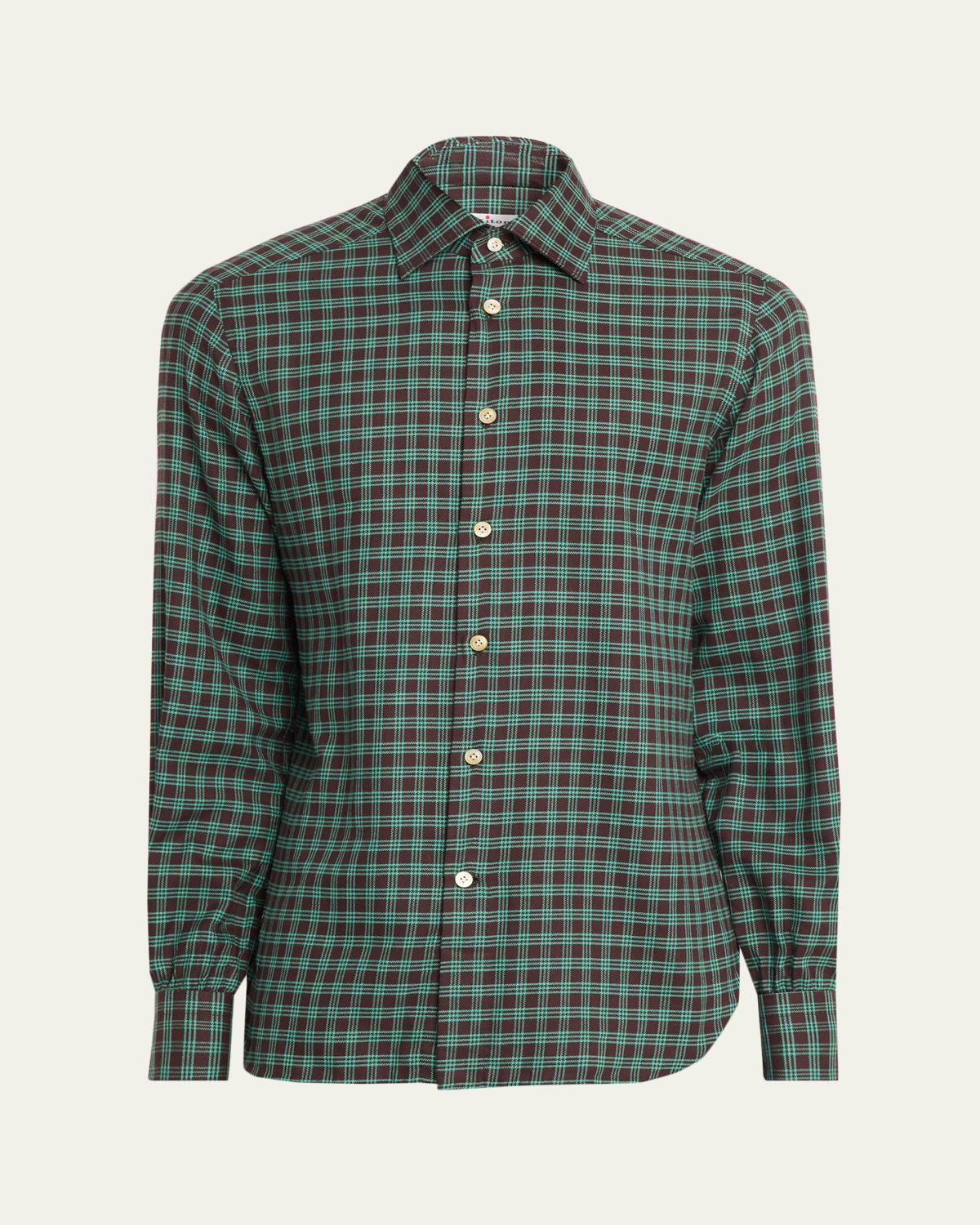 Kiton Men's Cotton Plaid Classic Fit Sport Shirt | Thumbnail 6 Kiton Men's Cotton Plaid Classic Fit Sport Shirt | Thumbnail 6