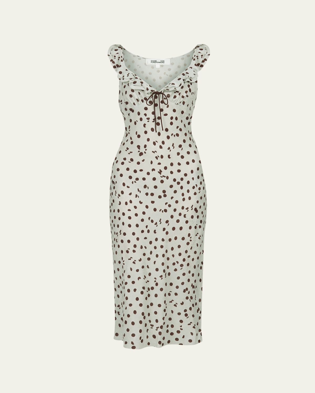 Diane von Furstenberg Christina Ruffle-Trim Polka Dot Midi Dress | Thumbnail 6