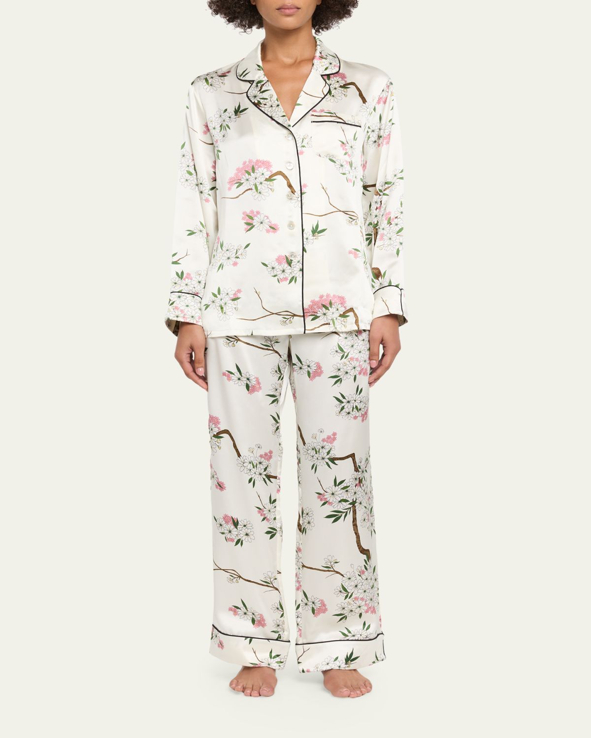 Olivia von Halle Lila Ana Blossom-Print Silk Satin Pajama Set | Thumbnail 2 Olivia von Halle Lila Ana Blossom-Print Silk Satin Pajama Set | Thumbnail 2