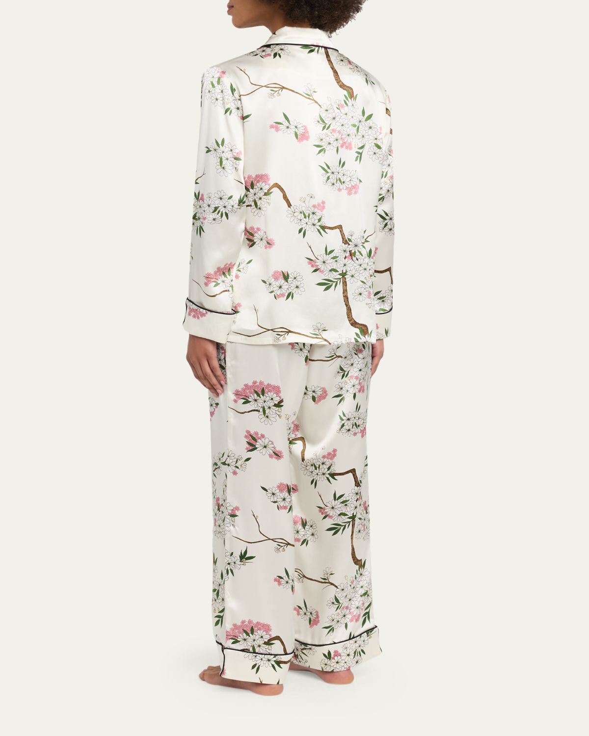 Olivia von Halle Lila Ana Blossom-Print Silk Satin Pajama Set | Thumbnail 3 Olivia von Halle Lila Ana Blossom-Print Silk Satin Pajama Set | Thumbnail 3