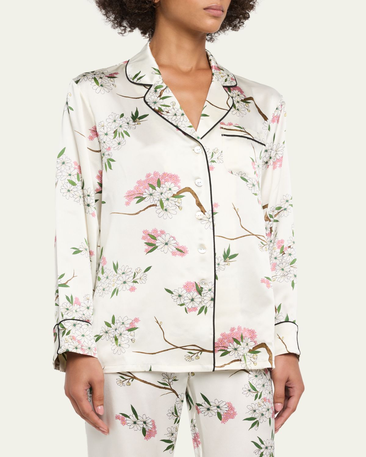 Olivia von Halle Lila Ana Blossom-Print Silk Satin Pajama Set | Thumbnail 4 Olivia von Halle Lila Ana Blossom-Print Silk Satin Pajama Set | Thumbnail 4