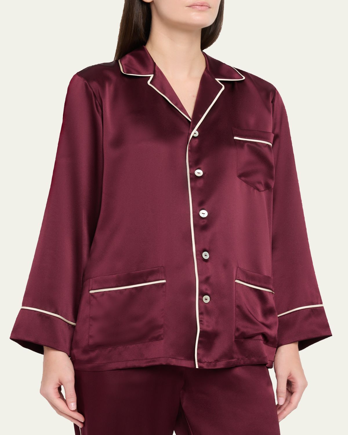 Olivia von Halle Yves Long Silk Satin Pajama Set | Thumbnail 4 Olivia von Halle Yves Long Silk Satin Pajama Set | Thumbnail 4
