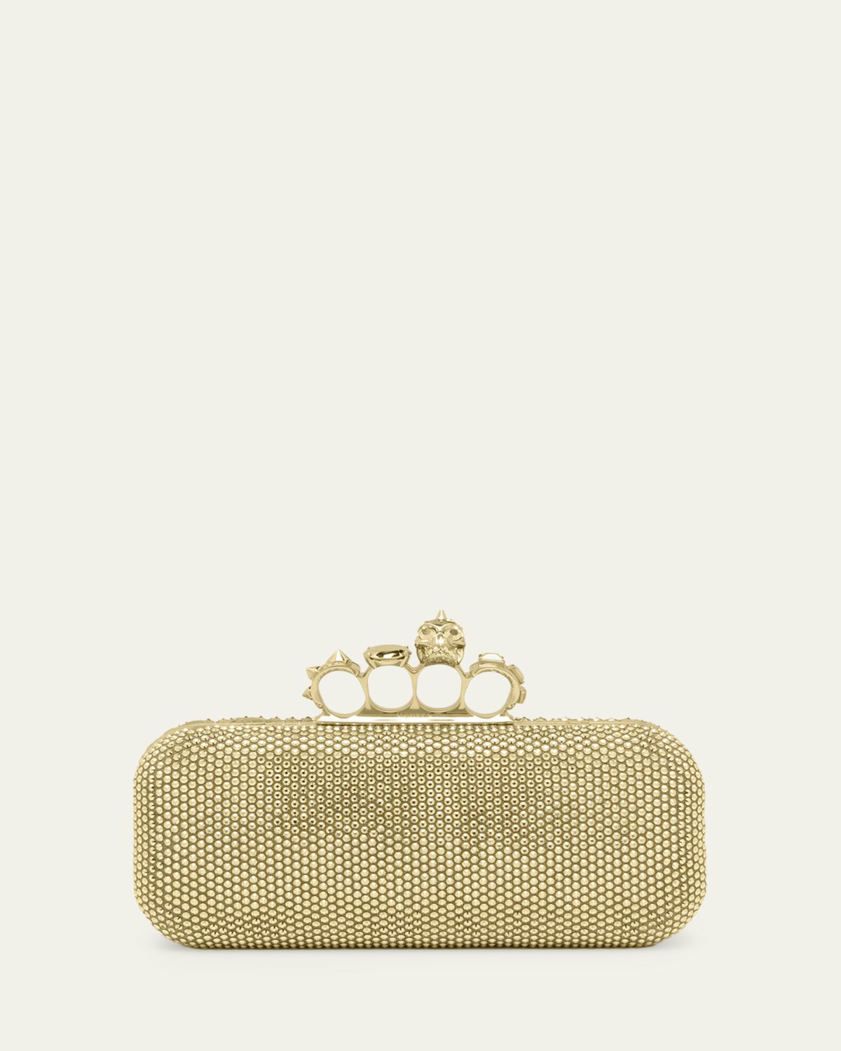 McQueen Crystal Leather Long Knuckle Clutch Bag