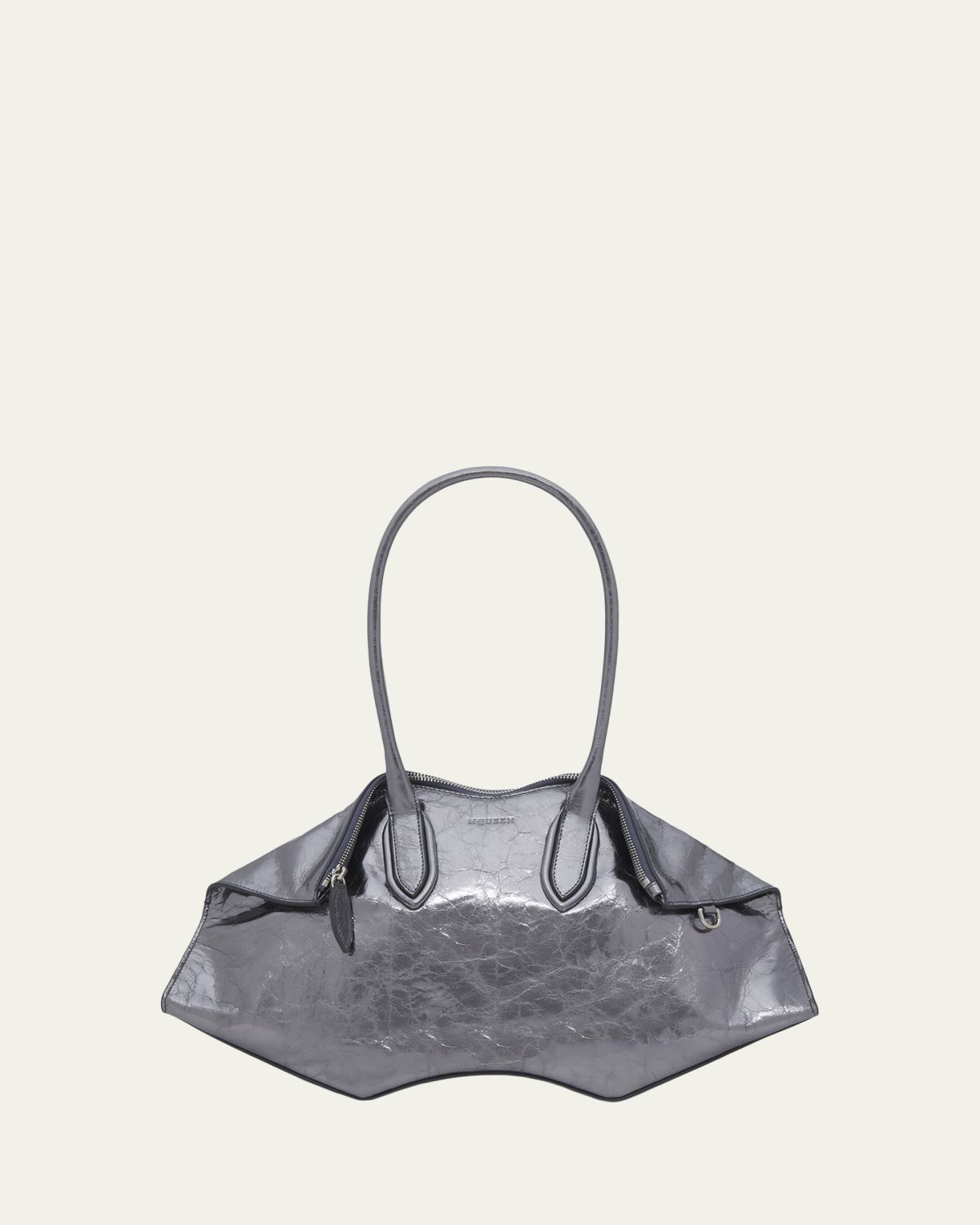 McQueen Manta Shoulder Bag in Metallic Leather
