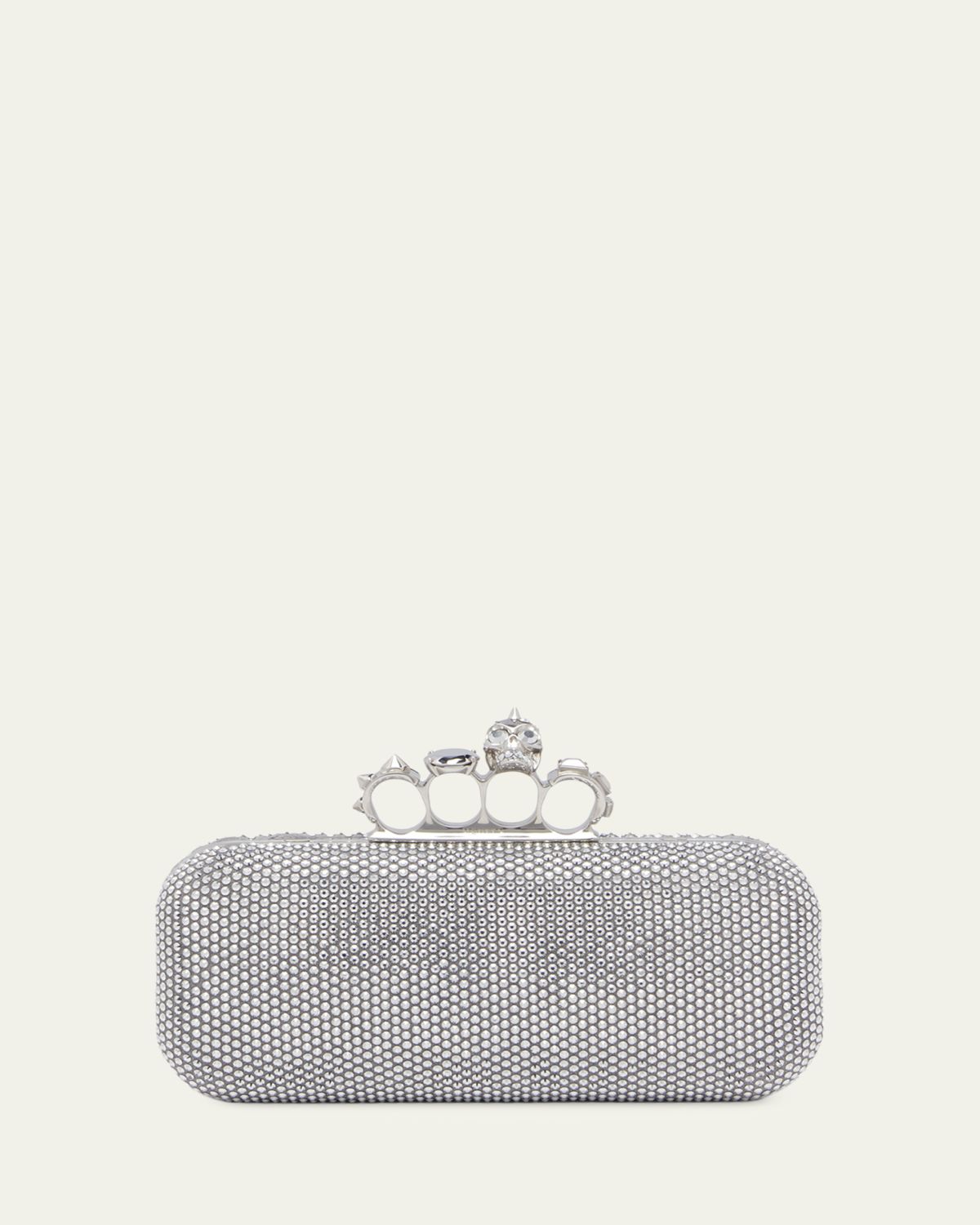 McQueen Punk Four Ring Rhinestone Leather Clutch Bag | Thumbnail 2 McQueen Punk Four Ring Rhinestone Leather Clutch Bag | Thumbnail 2