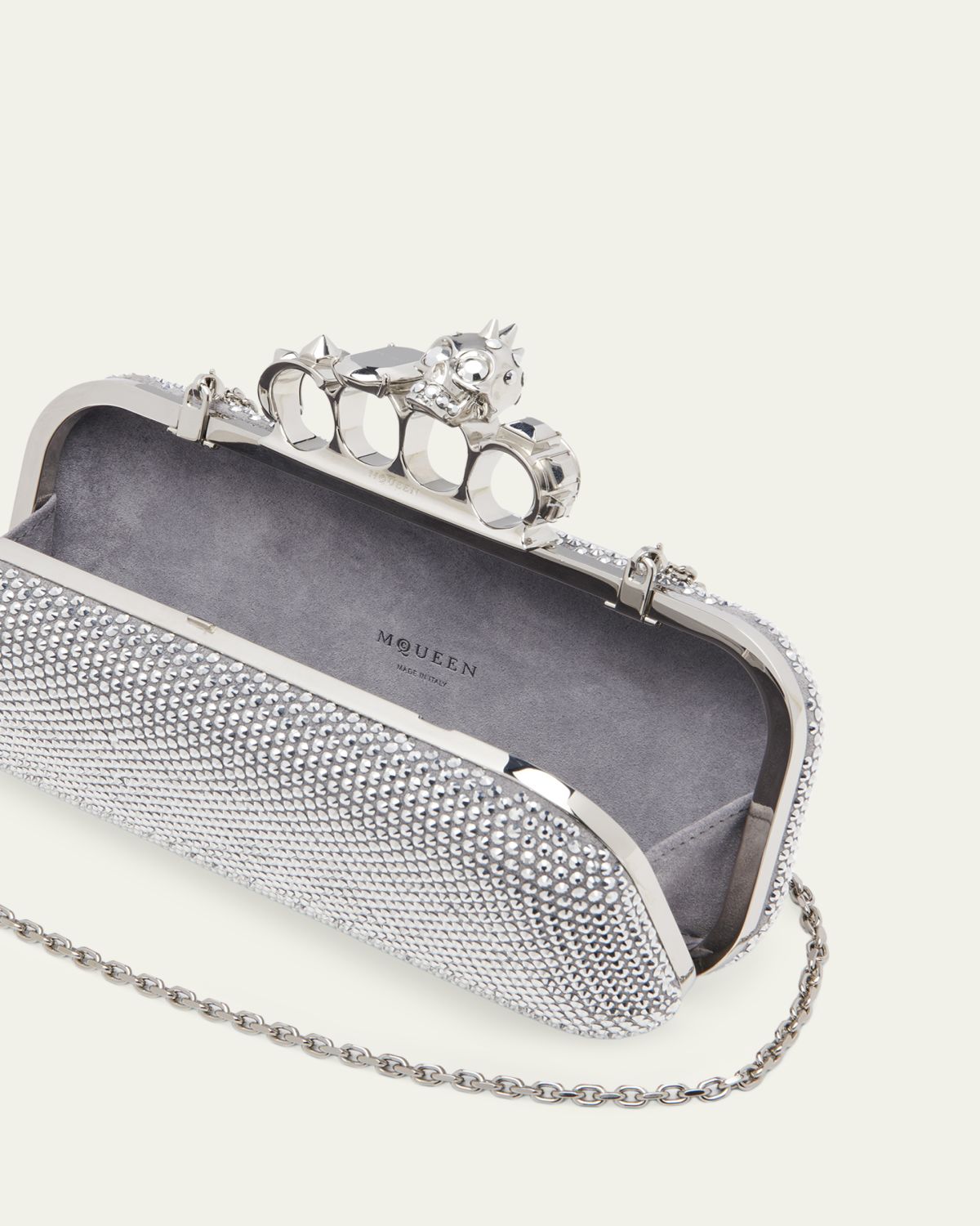 McQueen Punk Four Ring Rhinestone Leather Clutch Bag | Thumbnail 3 McQueen Punk Four Ring Rhinestone Leather Clutch Bag | Thumbnail 3