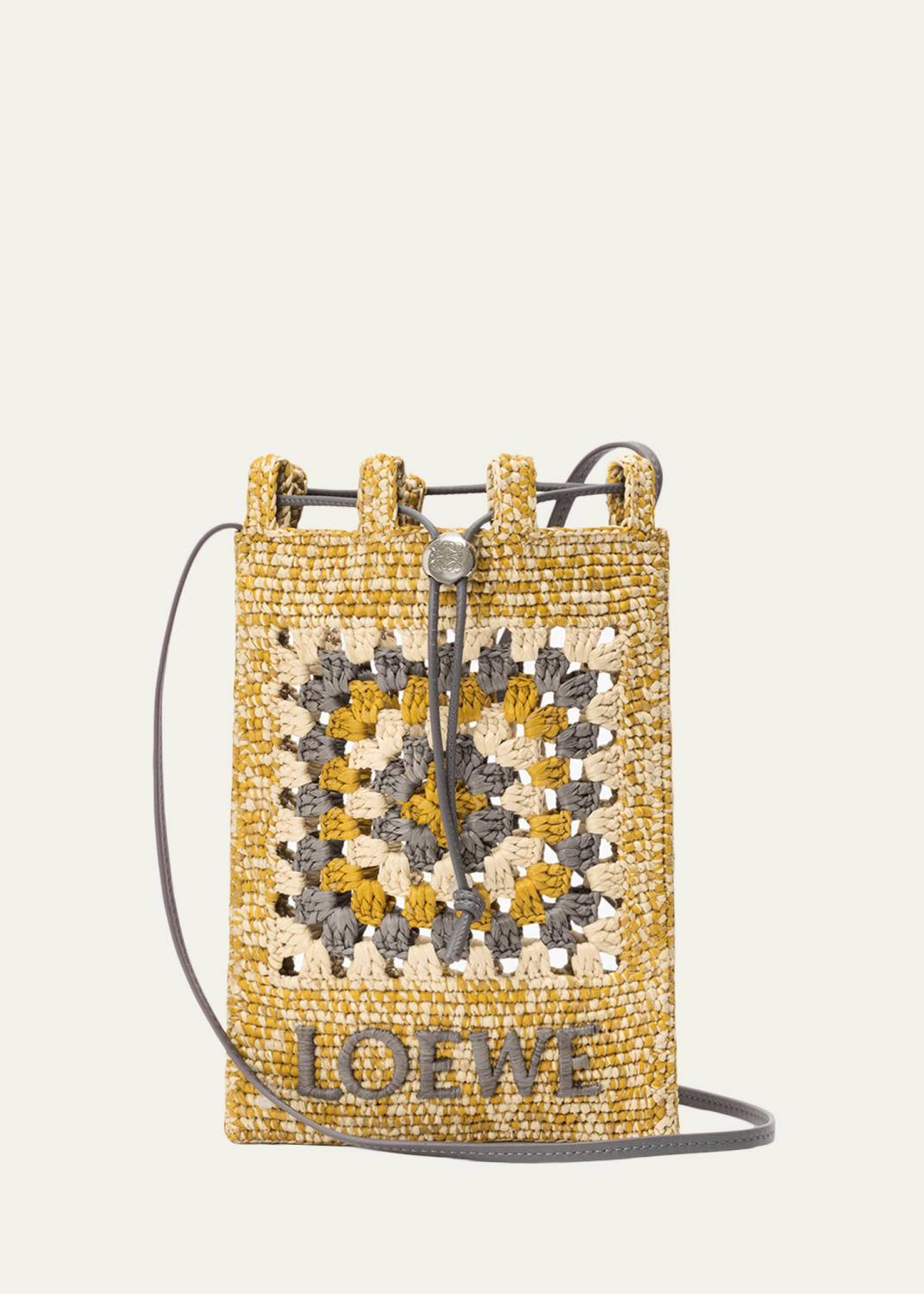 Loewe x Paula's Ibiza Crochet Raffia Pocket Crossbody Bag