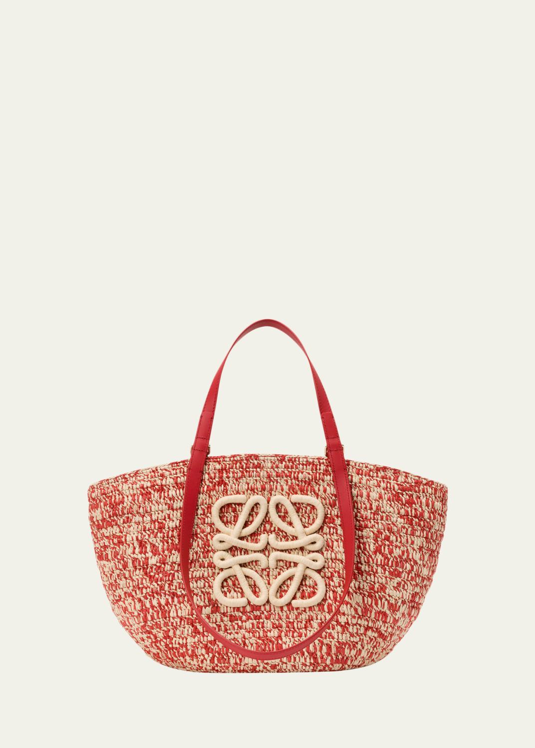 x Paula's Ibiza Medium Eclipse Basket Bag in Melange Raffia and Calfskin