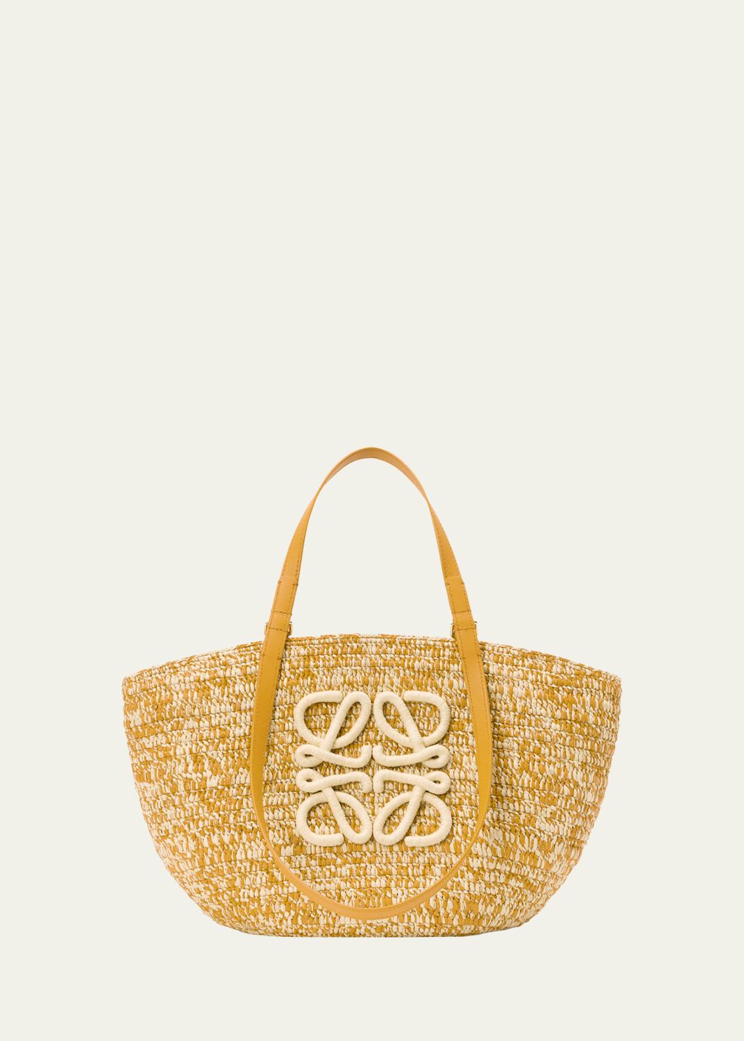 Loewe x Paula's Ibiza Medium Eclipse Basket Bag in Melange Raffia and Calfskin