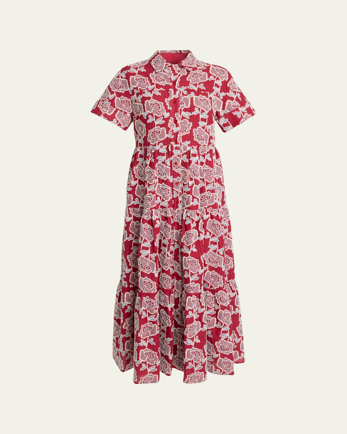 Erdem Embroidered Cotton Tiered Midi Shirtdress | Thumbnail 6 Erdem Embroidered Cotton Tiered Midi Shirtdress | Thumbnail 6