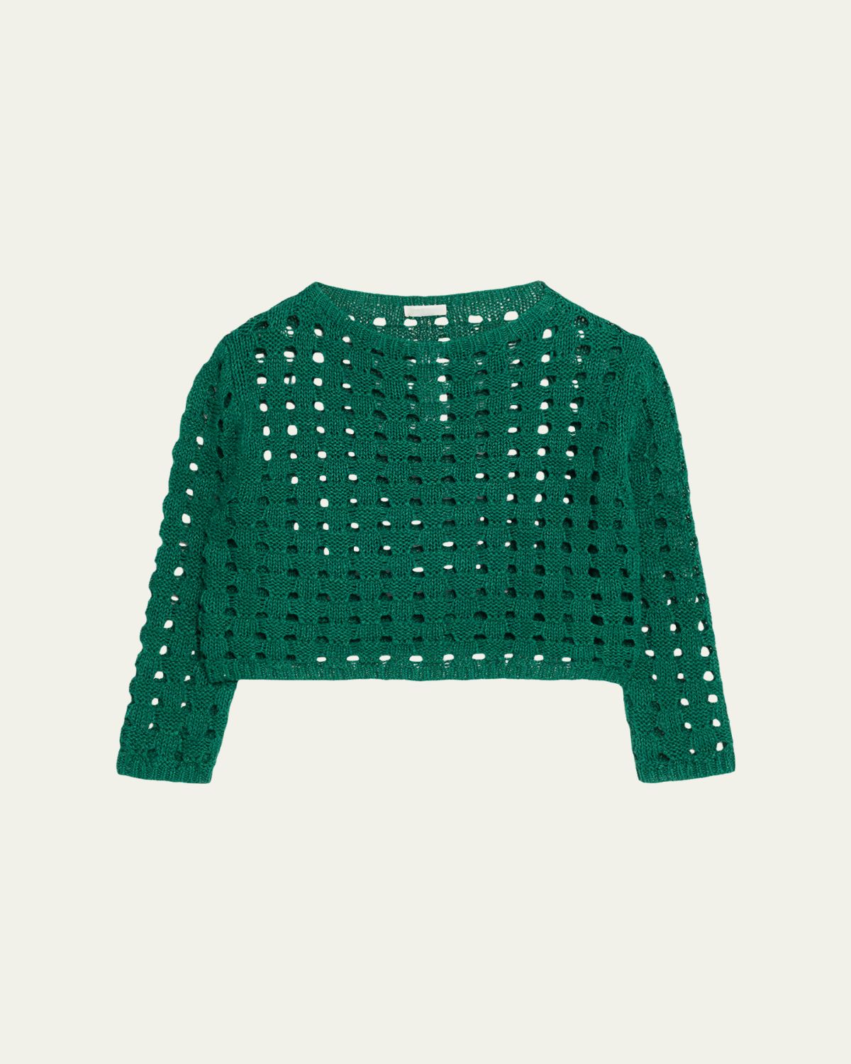 Lafayette 148 New York Linen-Silk Chainette Basket Stitch Sweater