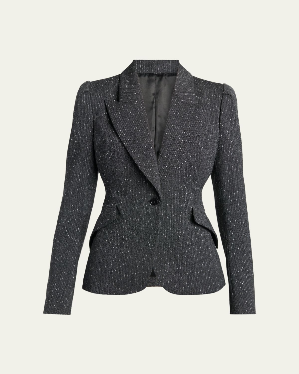 McQueen Pinstripe Wool Puff-Sleeve One-Button Jacket | Thumbnail 6 McQueen Pinstripe Wool Puff-Sleeve One-Button Jacket | Thumbnail 6