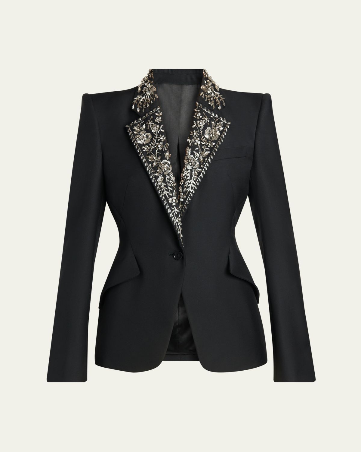 McQueen Beaded Lapel Single-Breasted Jacket