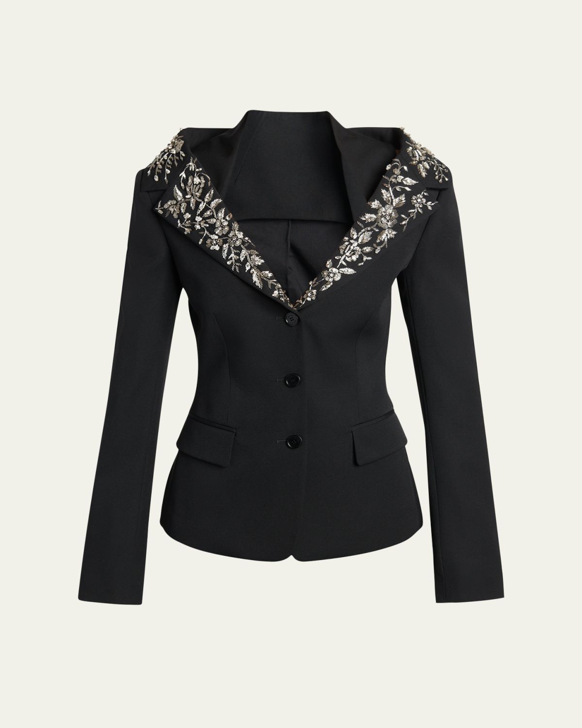 McQueen Beaded Off-The-Shoulder Single-Breasted Jacket