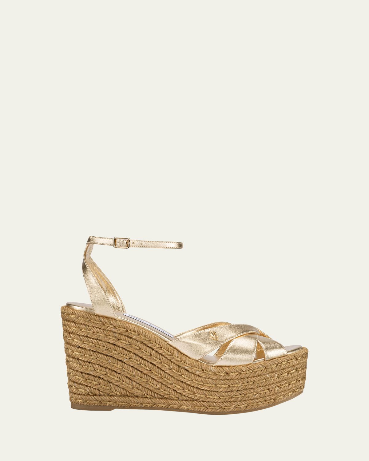 Jimmy Choo 100mm Korra Metallic Leather Espadrille Platform Sandals | Thumbnail 4