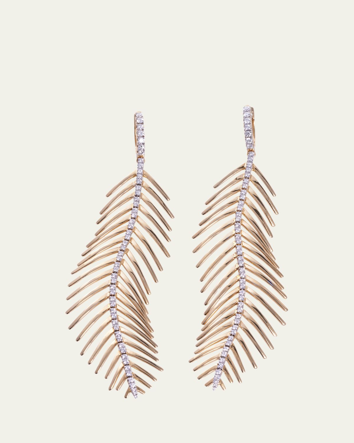 Sidney Garber Feathers That Move Earrings with Diamond Spine
