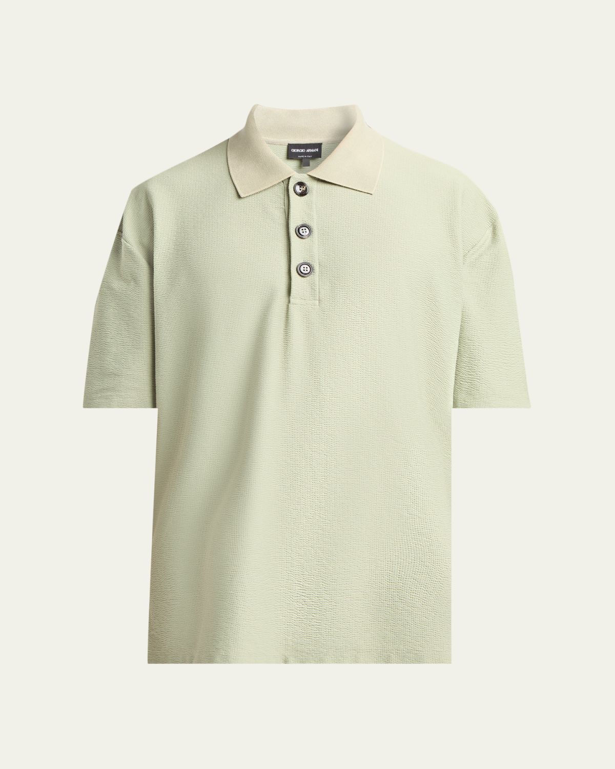 Giorgio Armani Men's Seersucker Relaxed-Fit Polo Shirt | Thumbnail 11 Giorgio Armani Men's Seersucker Relaxed-Fit Polo Shirt | Thumbnail 11