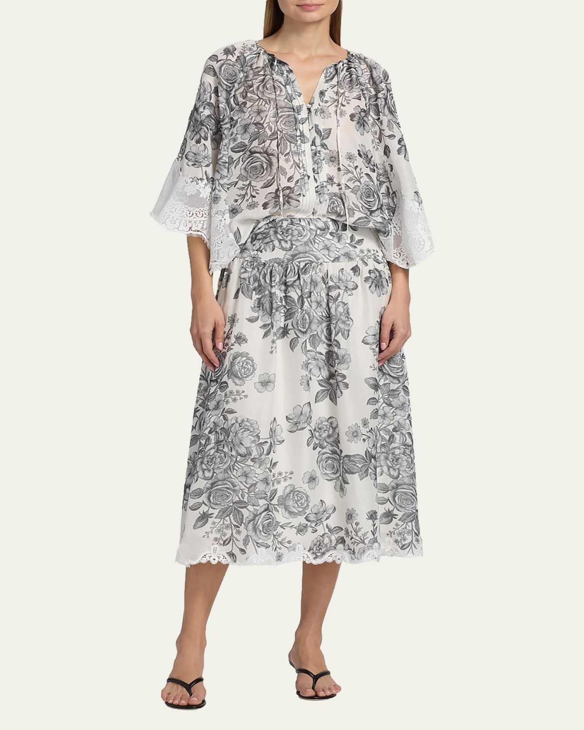 Kobi Halperin Paloma Lace-Trim Viscose-Linen Blouse | Thumbnail 2 Kobi Halperin Paloma Lace-Trim Viscose-Linen Blouse | Thumbnail 2