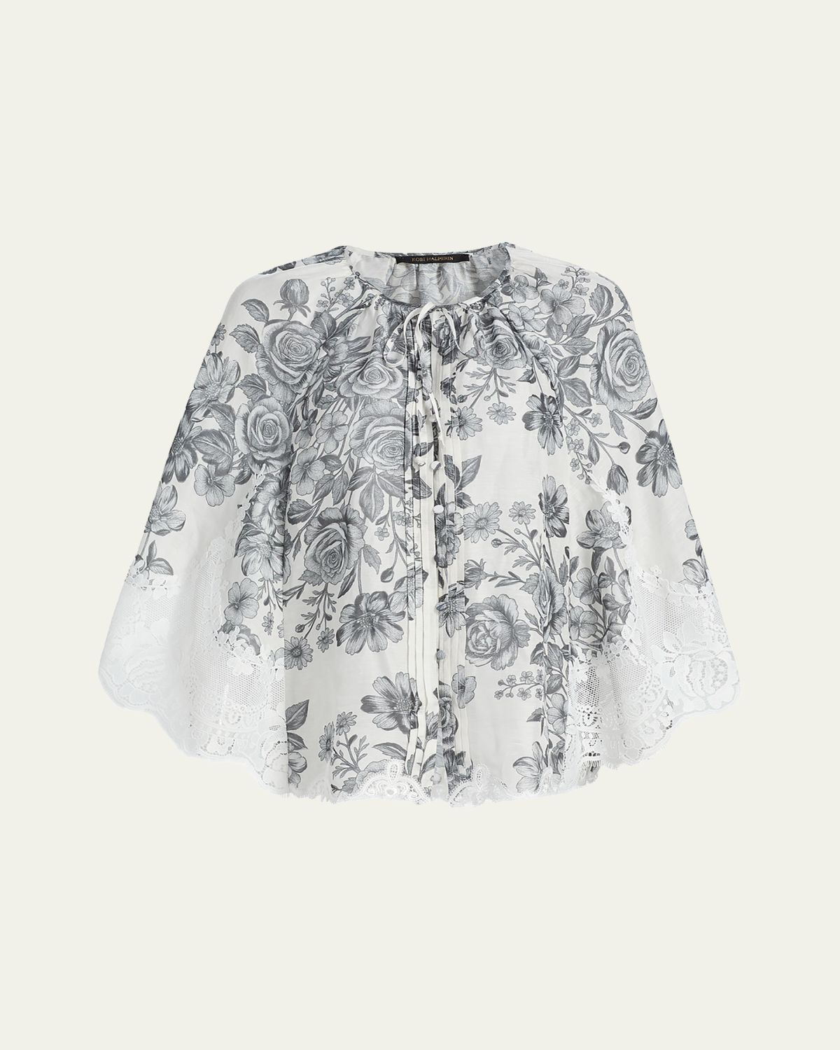 Kobi Halperin Paloma Lace-Trim Viscose-Linen Blouse