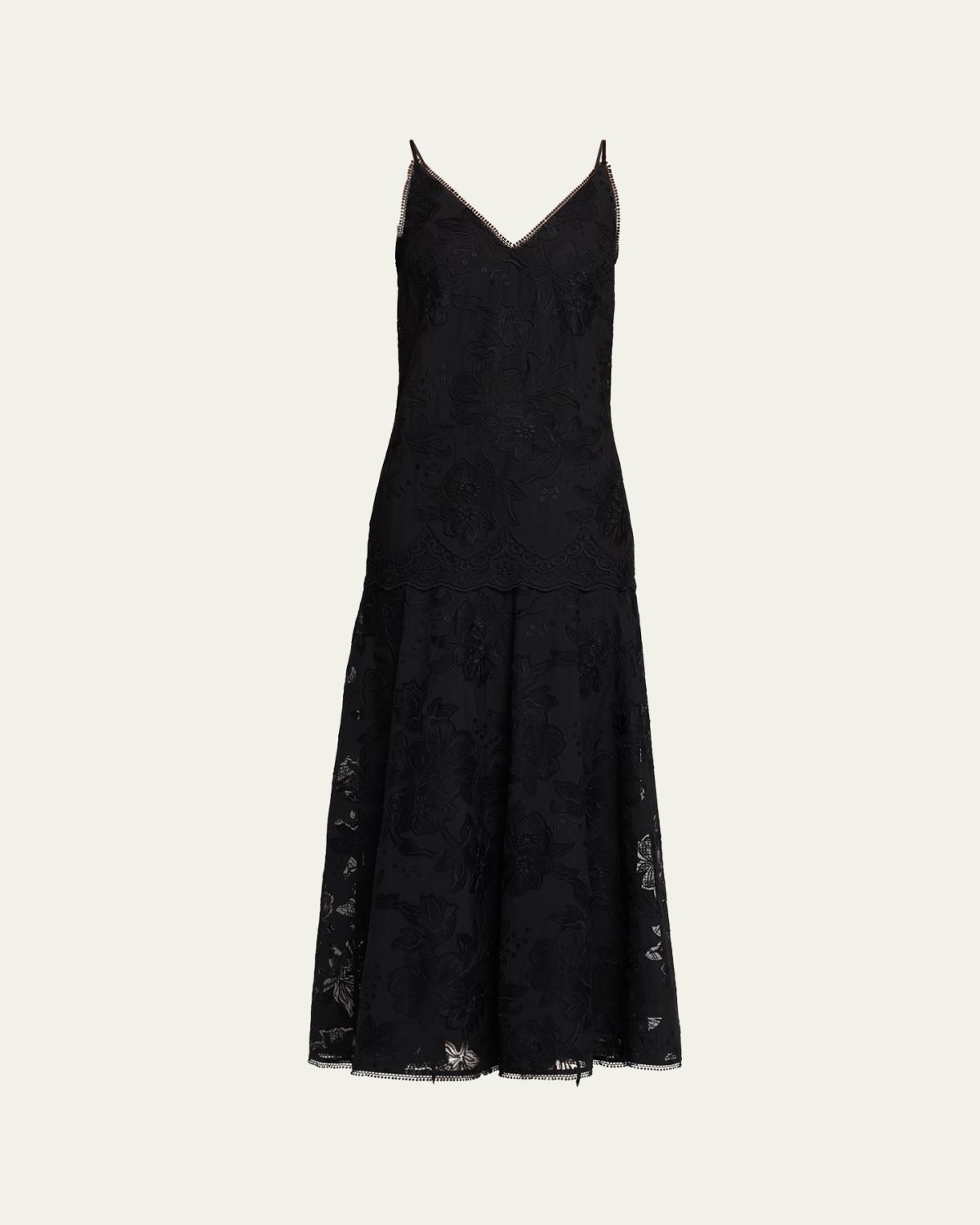 Kobi Halperin Robbie Embroidered Lace-Trim Maxi Dress