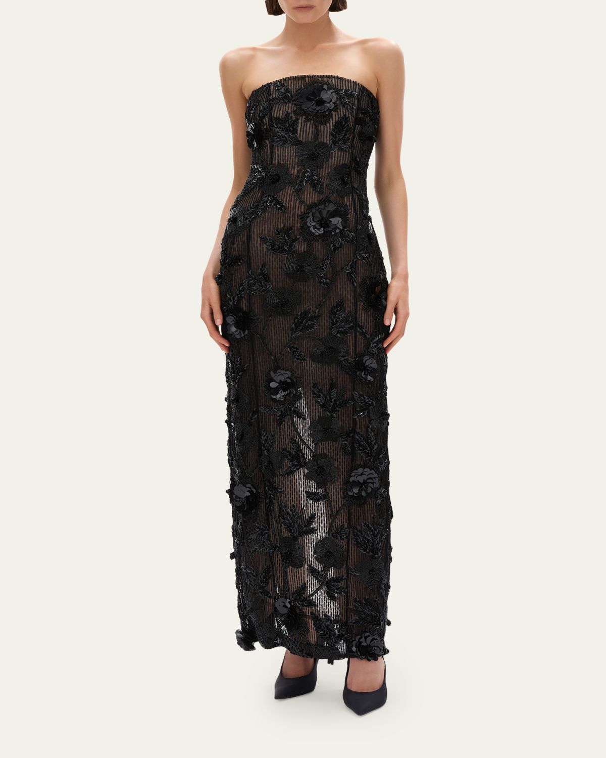Rachel Gilbert Pierre Strapless Embroidered Tulle Column Gown | Thumbnail 2 Rachel Gilbert Pierre Strapless Embroidered Tulle Column Gown | Thumbnail 2