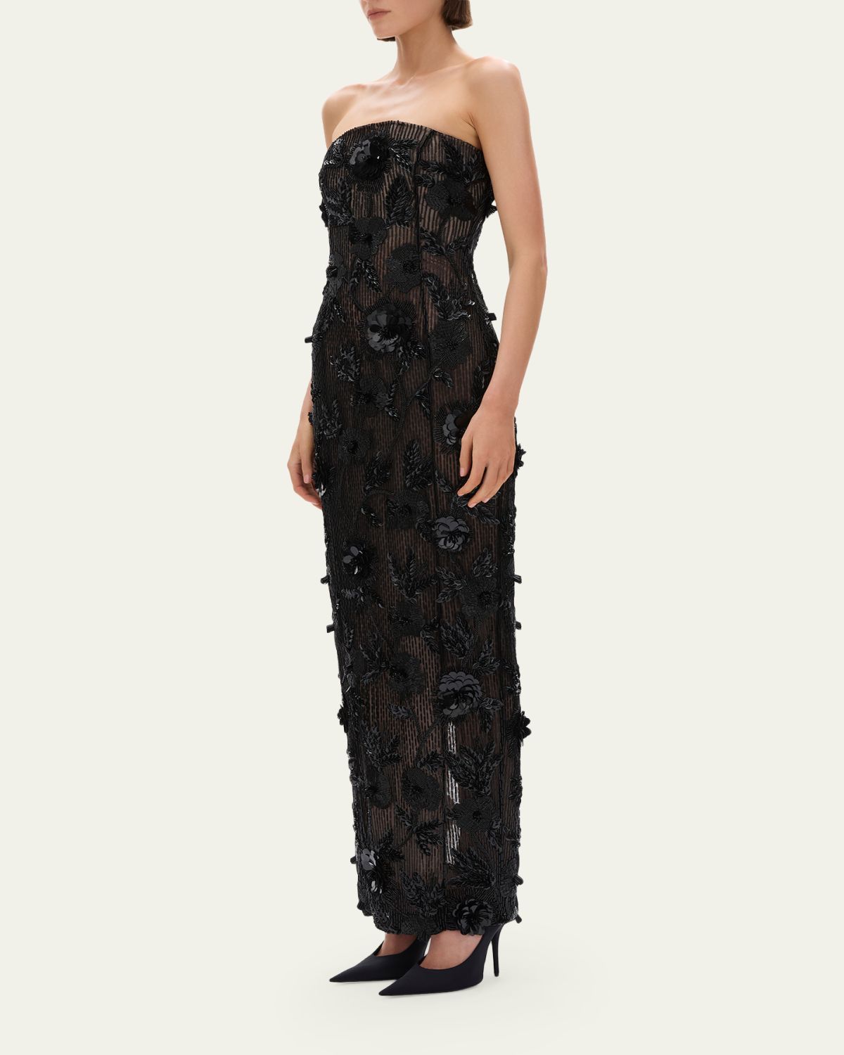 Rachel Gilbert Pierre Strapless Embroidered Tulle Column Gown | Thumbnail 4 Rachel Gilbert Pierre Strapless Embroidered Tulle Column Gown | Thumbnail 4