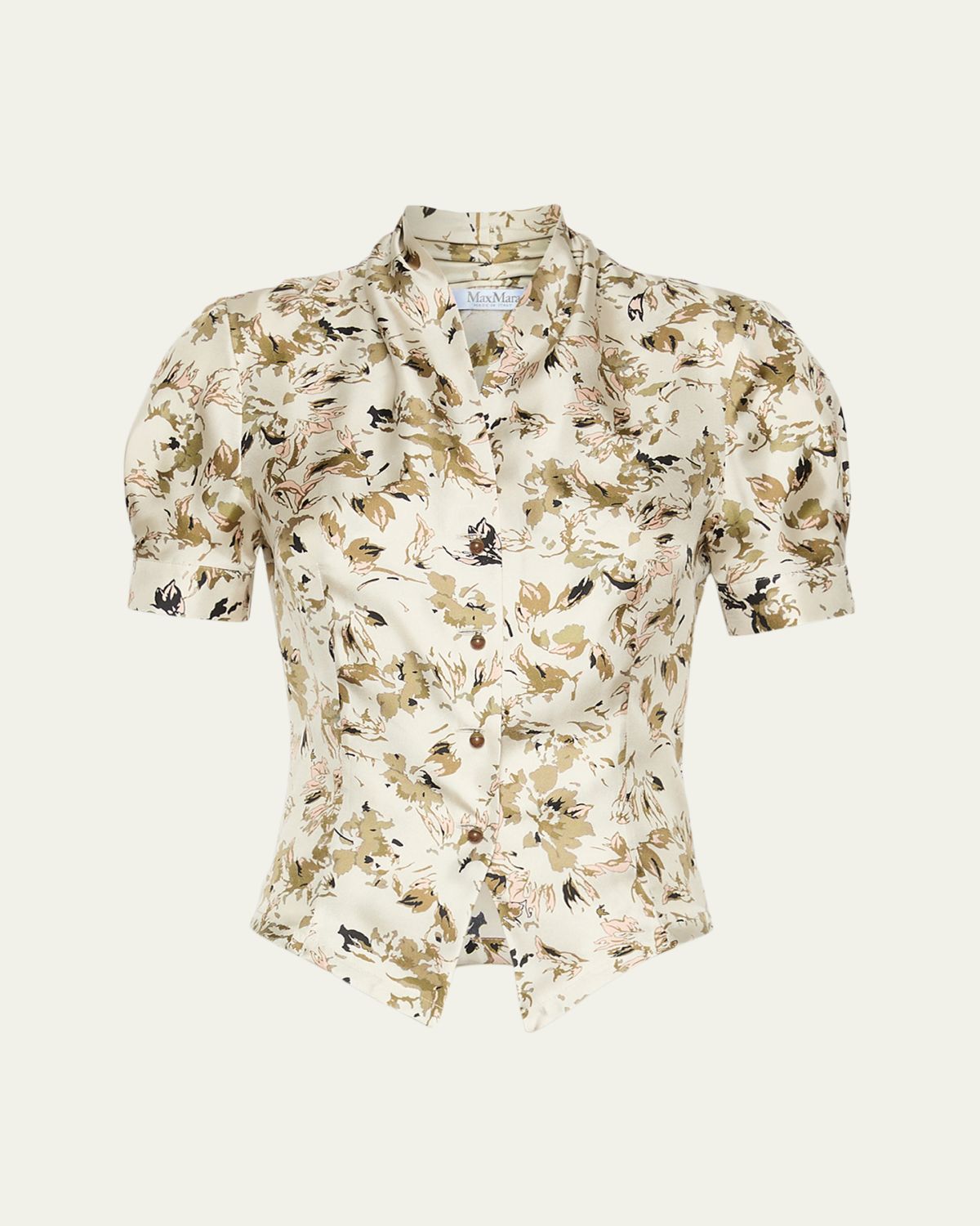 Max Mara Short-Sleeve Printed Silk Top | Thumbnail 6 Max Mara Short-Sleeve Printed Silk Top | Thumbnail 6