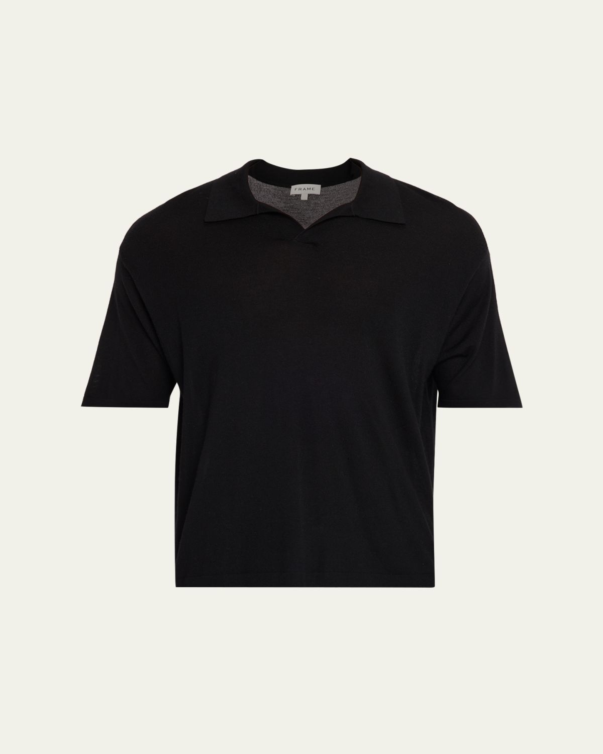 FRAME Men's Wool and Cashmere Johnny Collar Short-Sleeve Polo Sweater