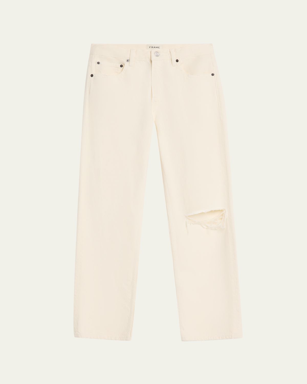 FRAME Men's Ripped-Knee Straight Leg Five-Pocket Jeans | Thumbnail 5