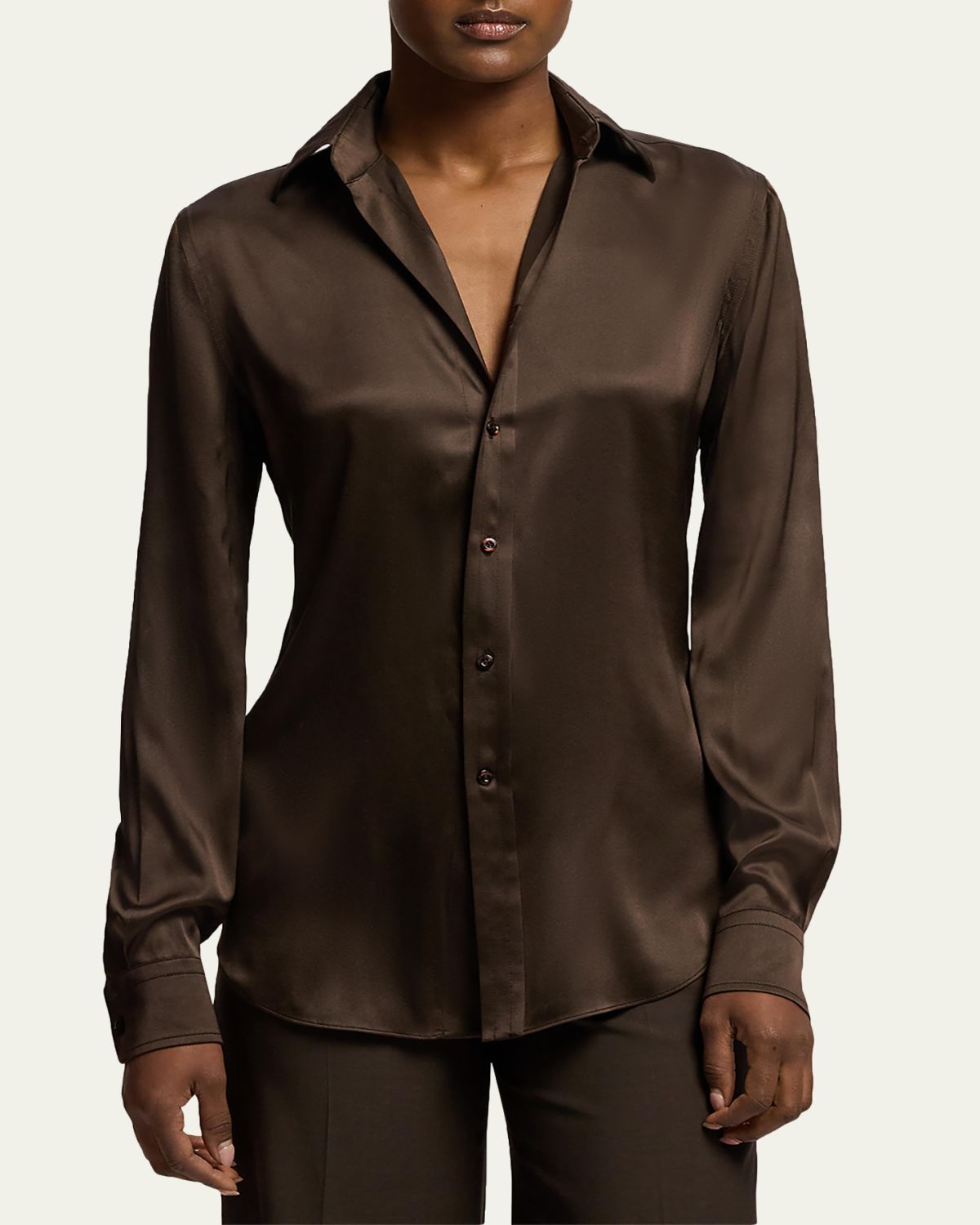 Ralph Lauren Collection Silk Classic Button-Down Shirt | Thumbnail 4