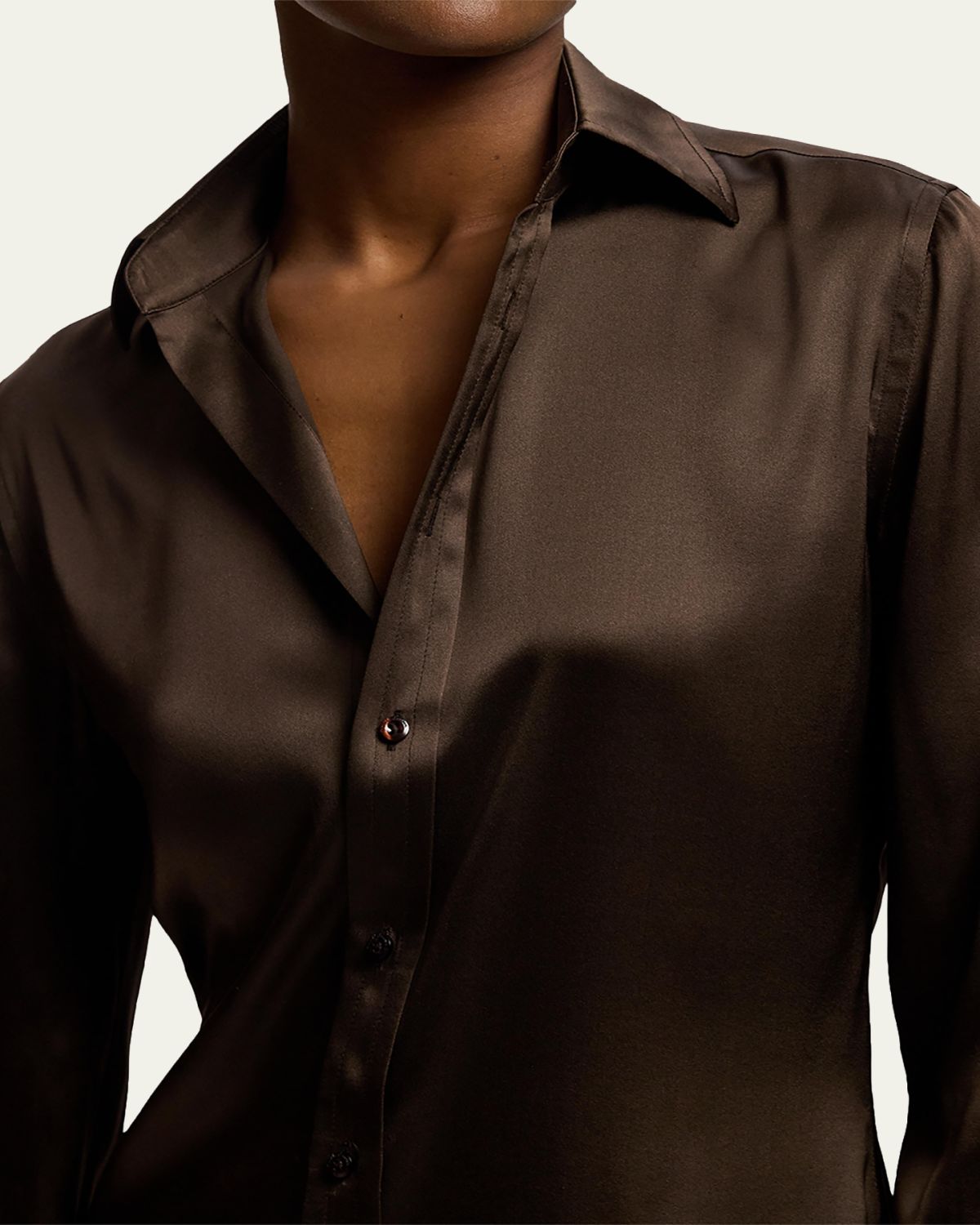 Ralph Lauren Collection Silk Classic Button-Down Shirt | Thumbnail 5