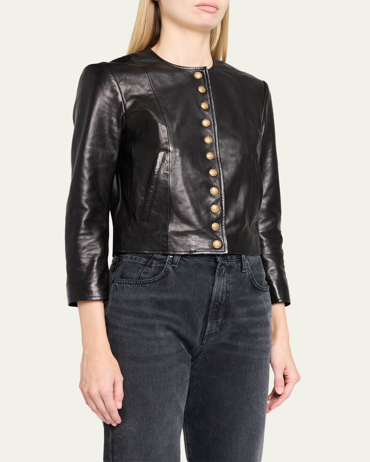 R13 Front-Snap Leather Jacket | Thumbnail 4 R13 Front-Snap Leather Jacket | Thumbnail 4