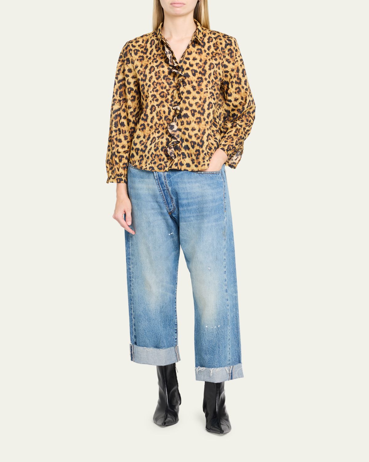 R13 Leopard-Print Cotton Ruffle Blouse | Thumbnail 2 R13 Leopard-Print Cotton Ruffle Blouse | Thumbnail 2