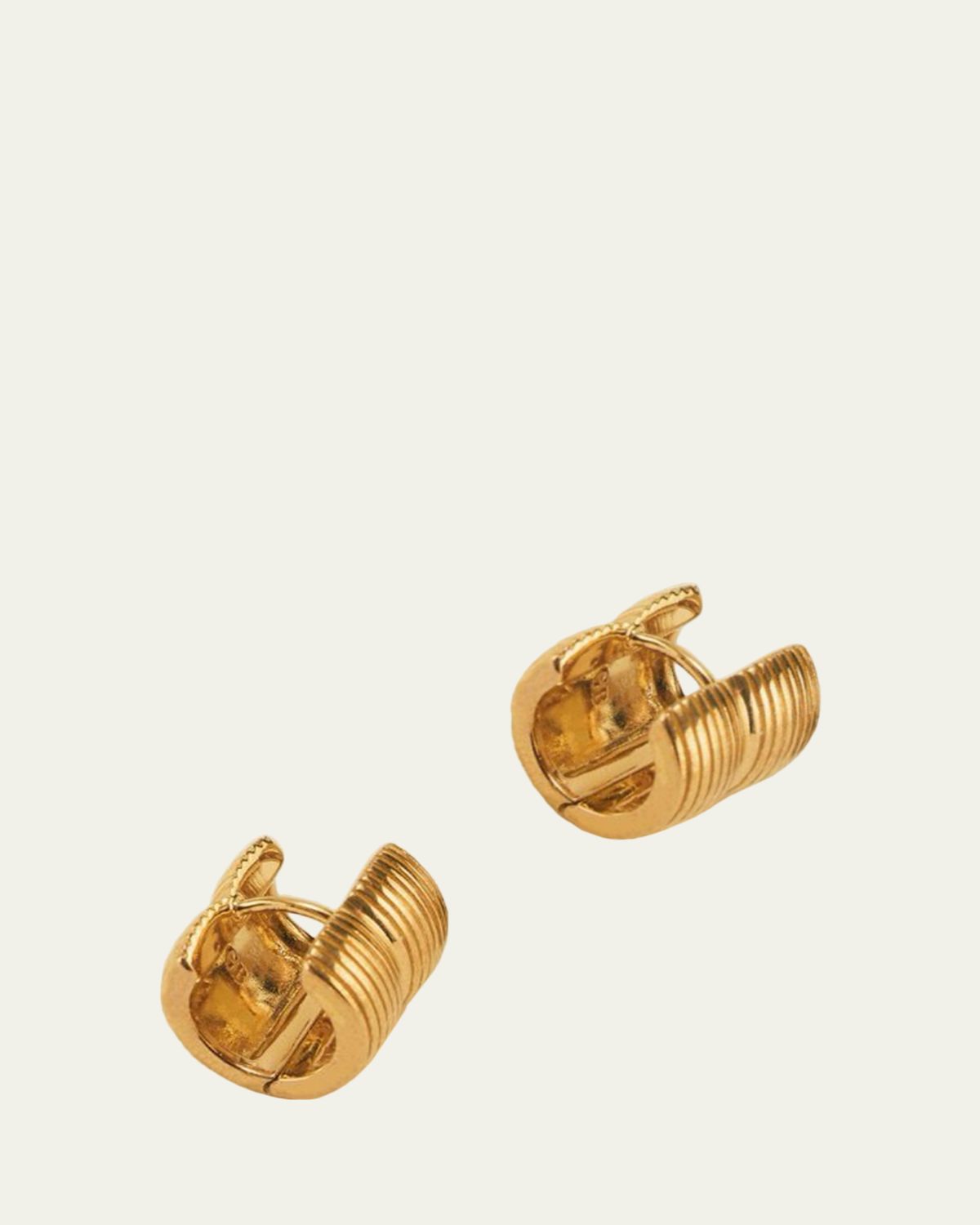 Gwen Beloti Ribbed Double Huggie Hoop Earrings | Thumbnail 3