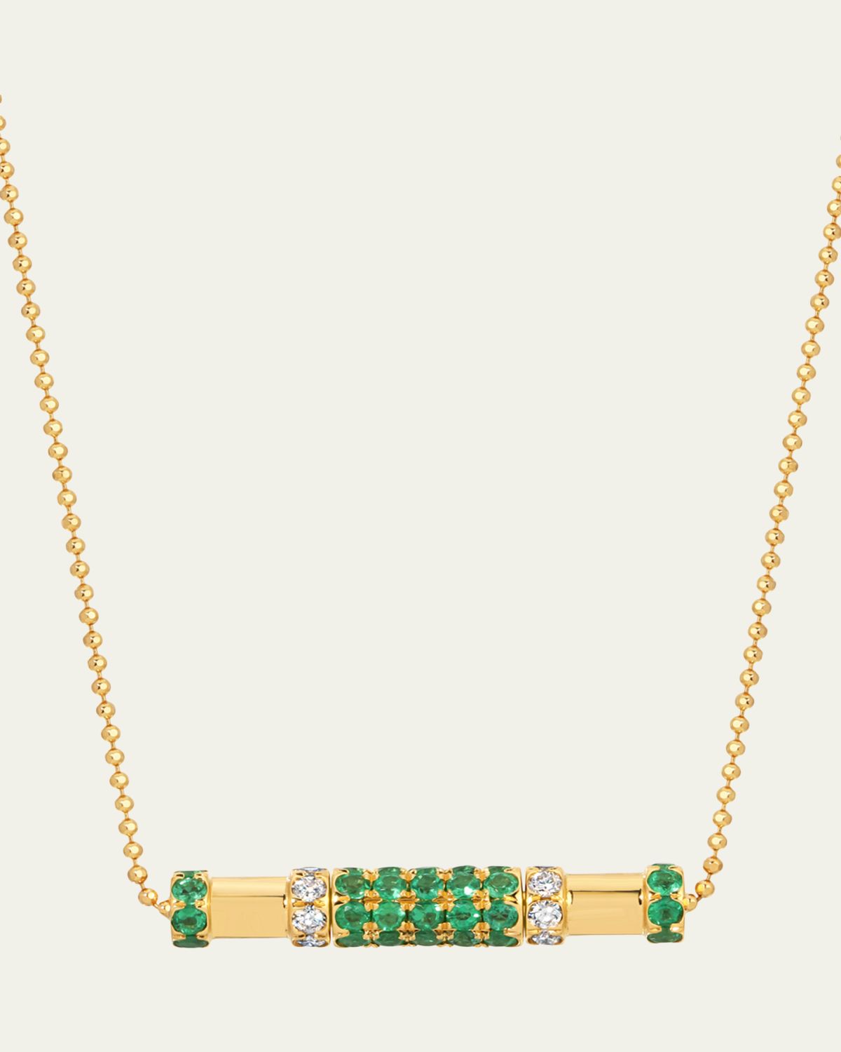 Graziela Gems 18K Emerald and Diamond Cavaletti Necklace