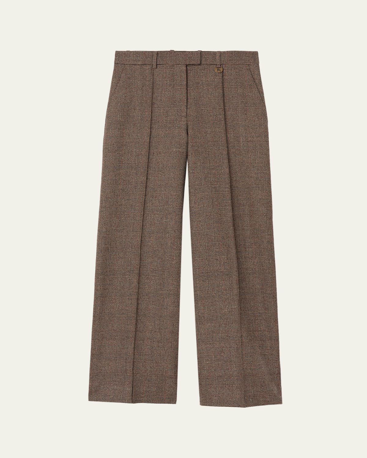 Burberry Rozalyn Check Pintuck Straight-Leg Trousers | Thumbnail 4