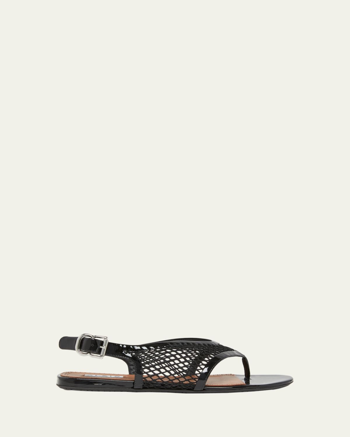 ALAIA Fishnet Patent Leather Flat Thong Sandals | Thumbnail 7 ALAIA Fishnet Patent Leather Flat Thong Sandals | Thumbnail 7