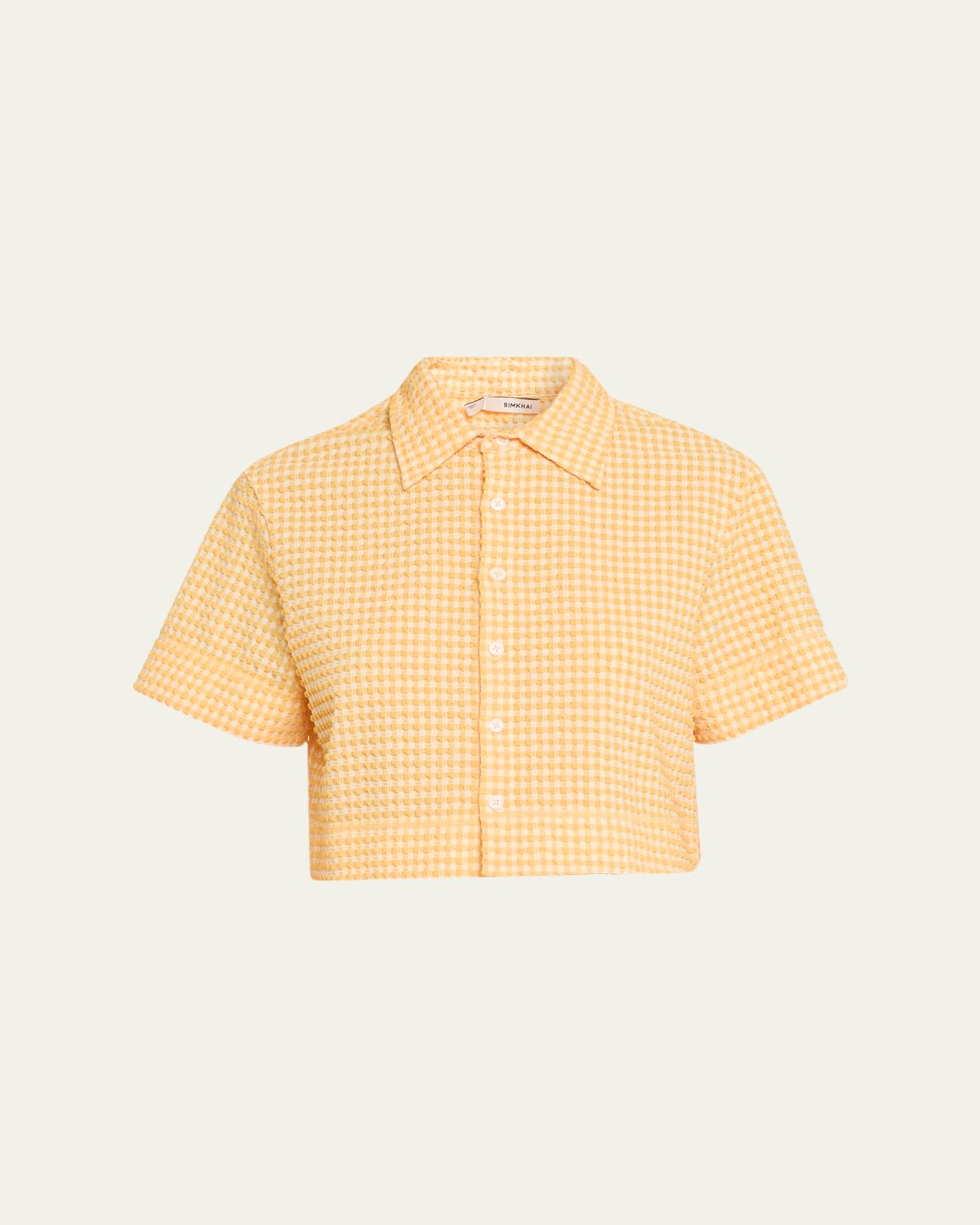 SIMKHAI Reeves Textured Gingham Camp Shirt | Thumbnail 6 SIMKHAI Reeves Textured Gingham Camp Shirt | Thumbnail 6