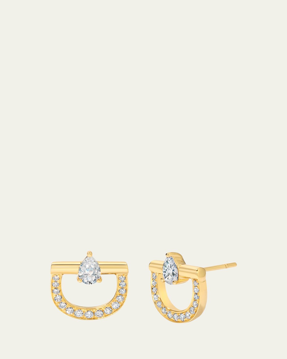 Graziela Gems 18K Diamond Stirrup Stud Earrings | Thumbnail 3 Graziela Gems 18K Diamond Stirrup Stud Earrings | Thumbnail 3