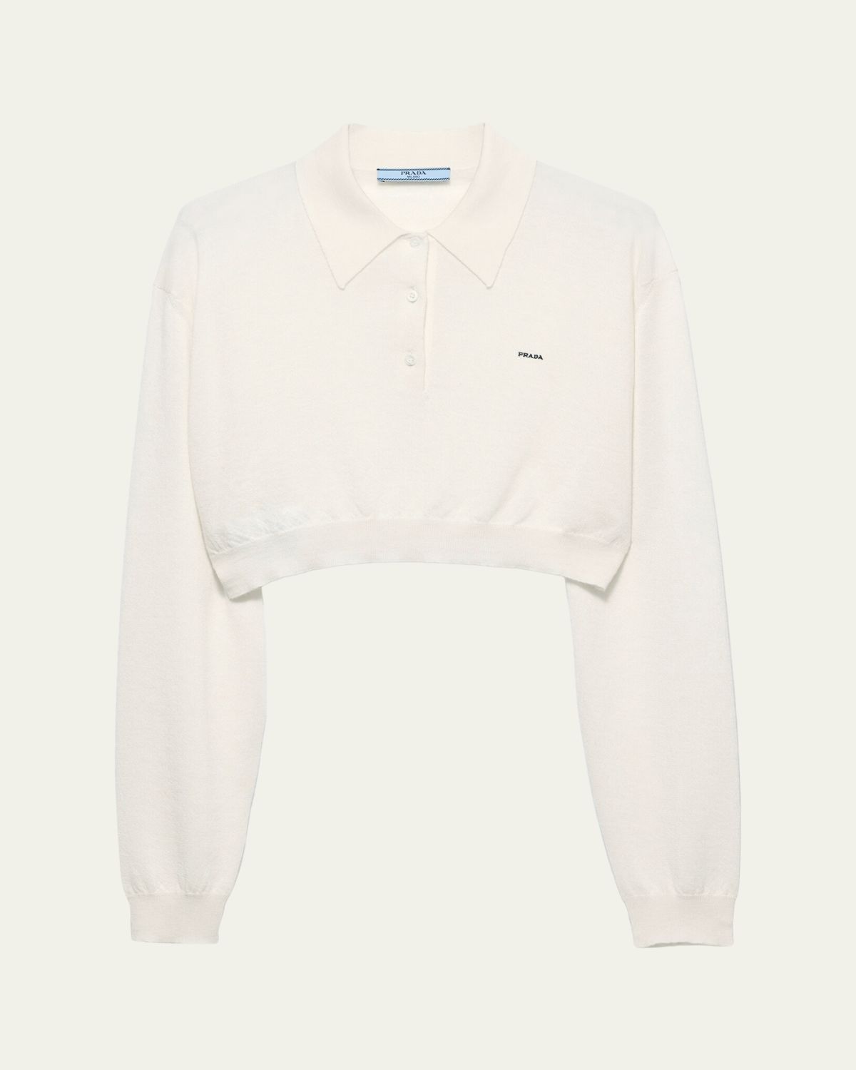 Prada Cashmere Long-Sleeve Cropped Polo Sweater | Thumbnail 6 Prada Cashmere Long-Sleeve Cropped Polo Sweater | Thumbnail 6