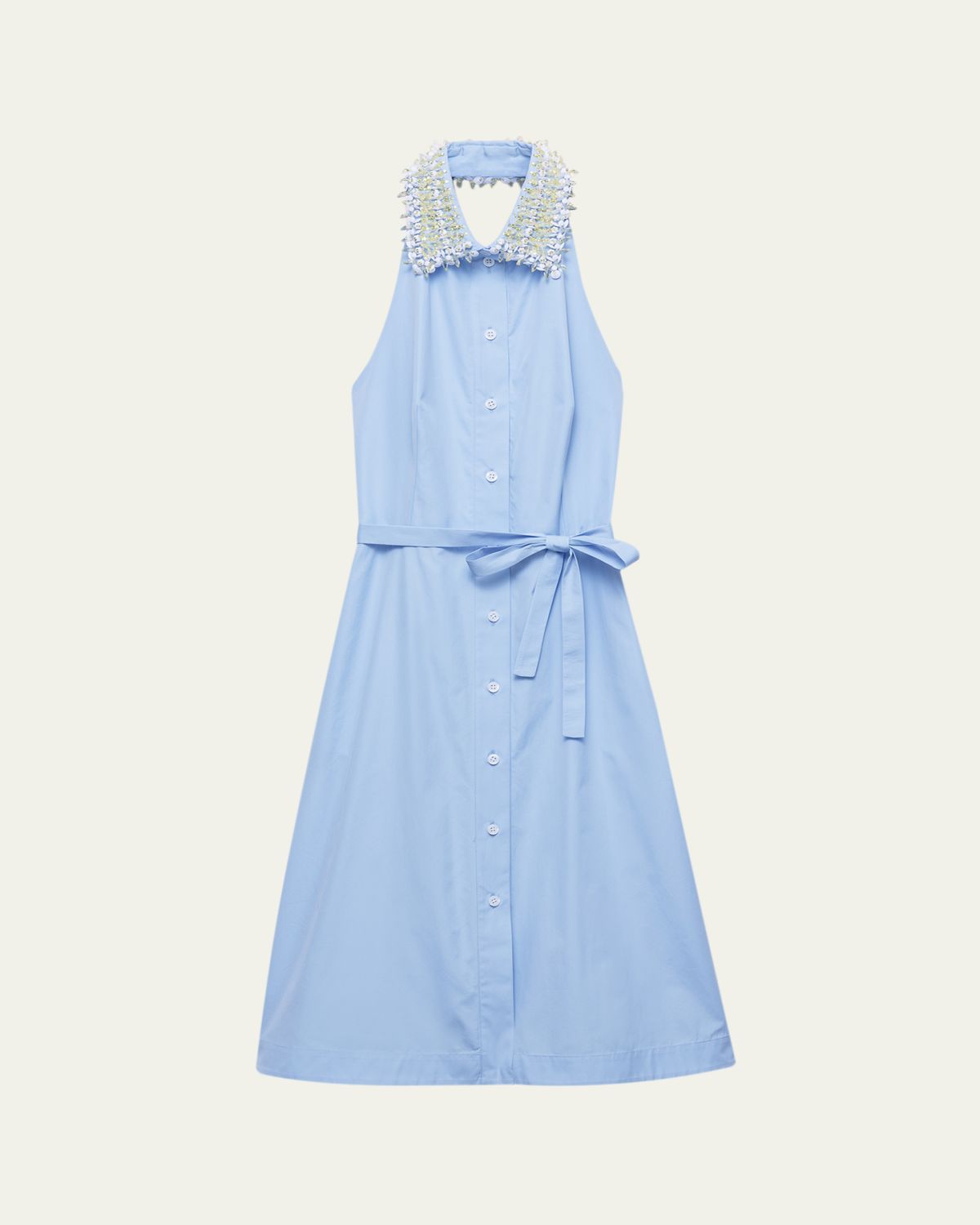 Prada Embellished-Collar Belted Cotton Halter Shirtdress | Thumbnail 5 Prada Embellished-Collar Belted Cotton Halter Shirtdress | Thumbnail 5