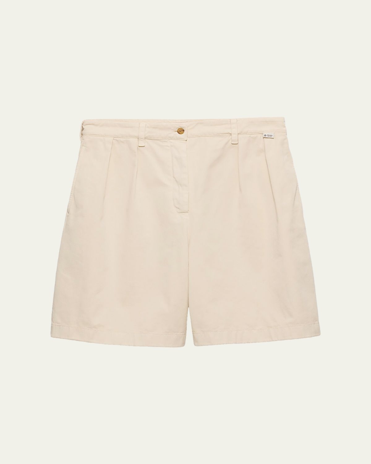 Prada Pleated Cotton Twill Bermuda Shorts - Women's Clothing