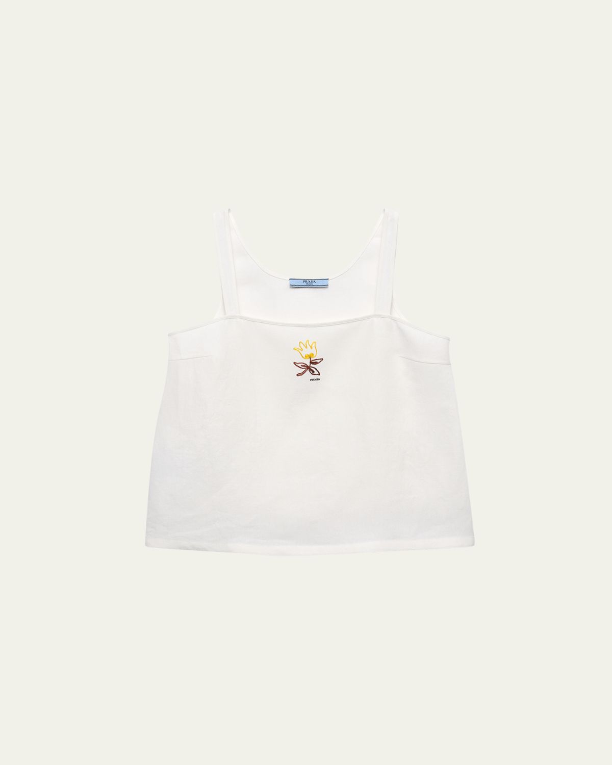 Prada Embroidered Linen Top - Women's Clothing
