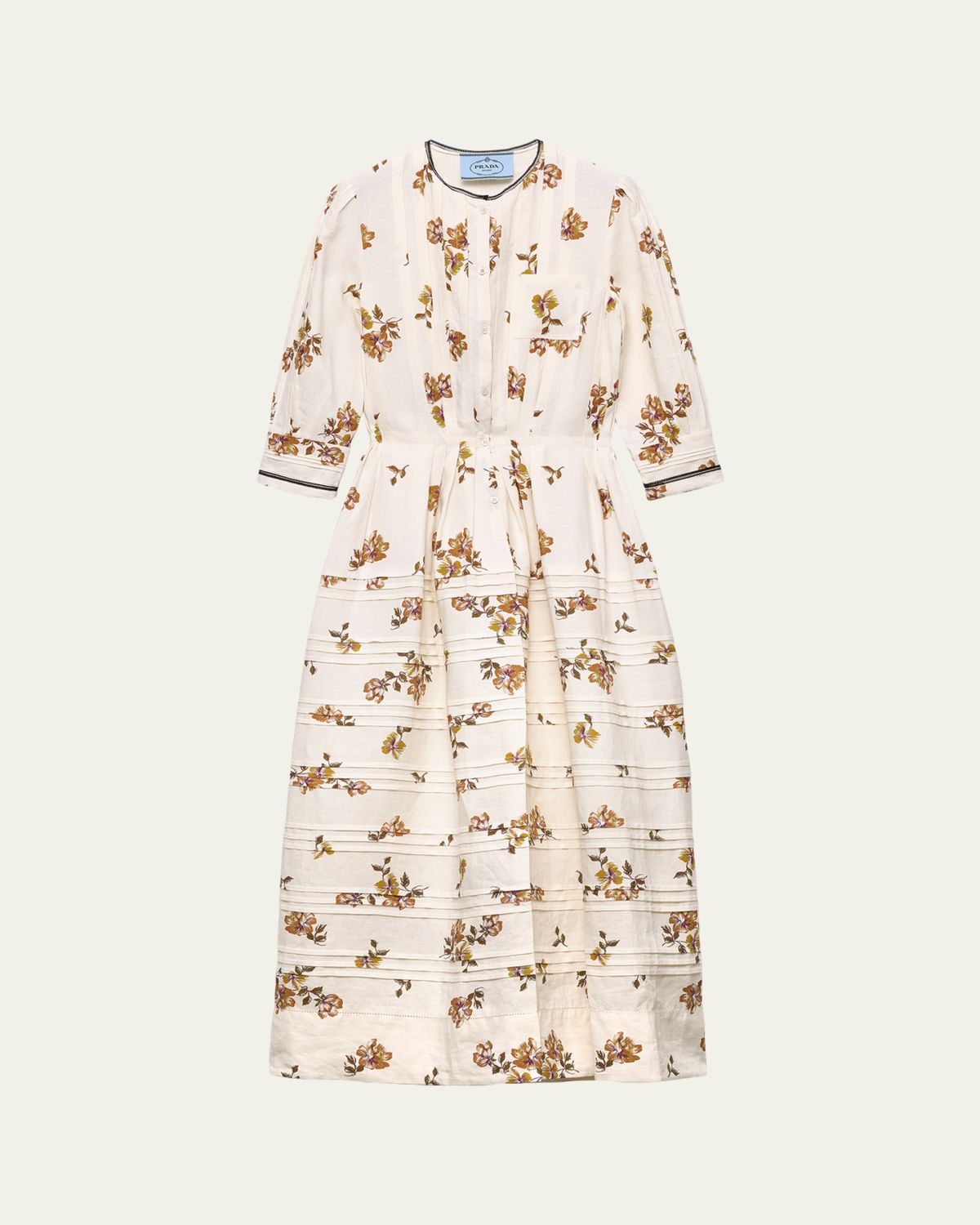 Prada Long Printed Linen Dress | Thumbnail 6 Prada Long Printed Linen Dress | Thumbnail 6