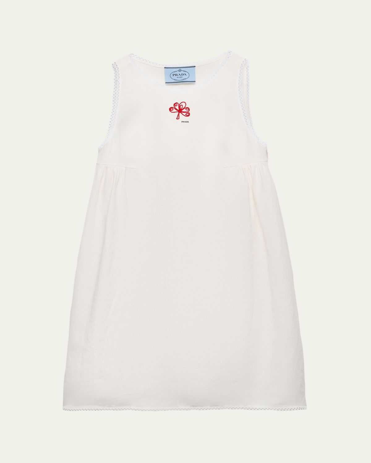 Prada Embroidered Slubbed Canvas Mini Dress | Thumbnail 6