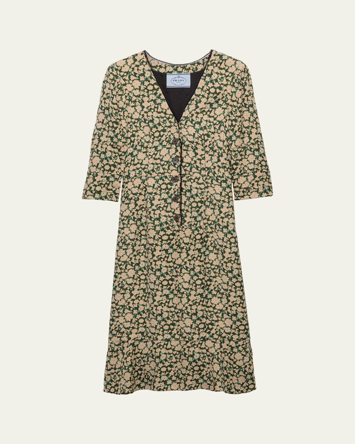 Prada Sable Floral Midi Dress | Thumbnail 6 Prada Sable Floral Midi Dress | Thumbnail 6