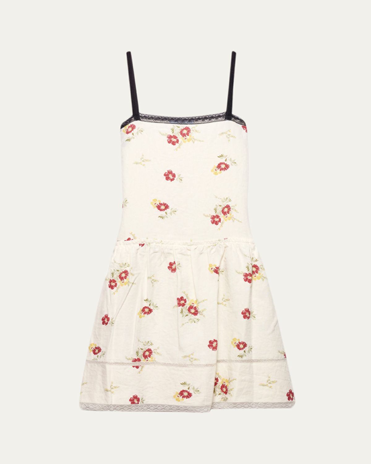 Prada Floral Embroidered Linen Mini Dress | Thumbnail 6
