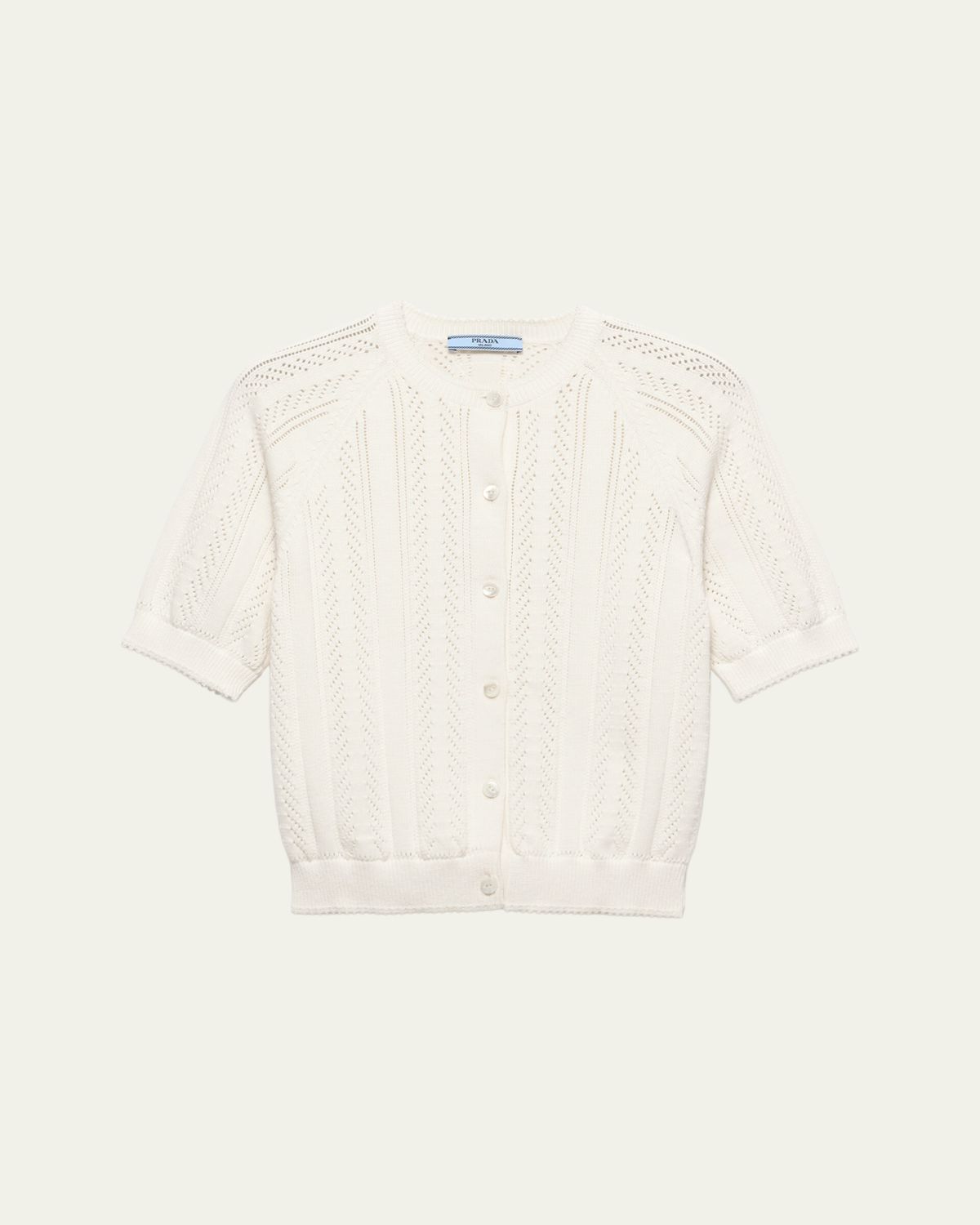 Prada Cotton Short-Sleeve Cardigan