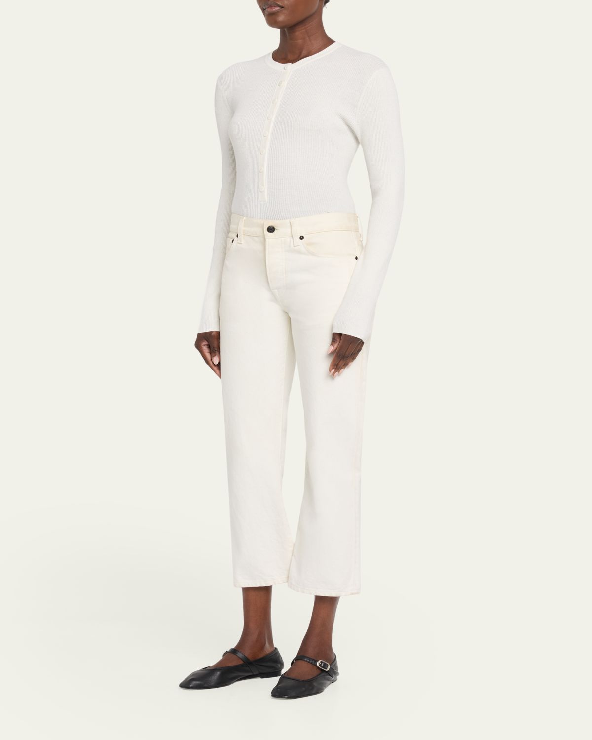 Lisa Yang Airi Cotton-Cashmere Henley Sweater | Thumbnail 7